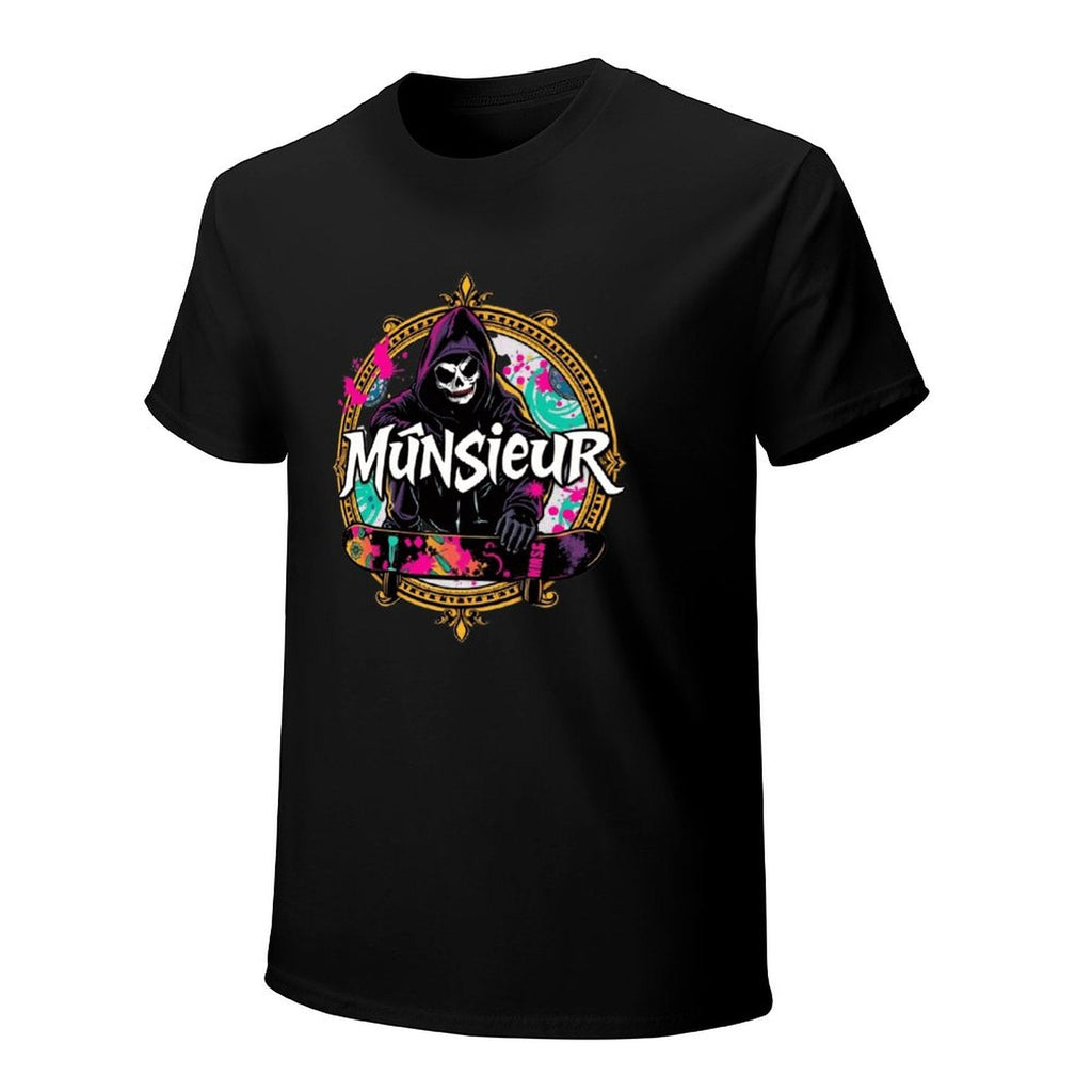 Munsieur New Skool Tee for Men – Skull Skateboard Graphic Tee