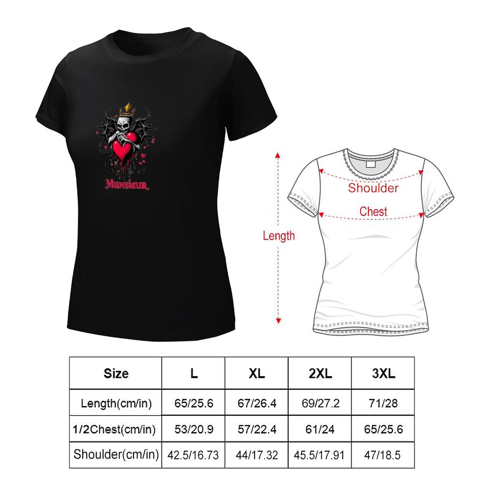 Munsieur Women's T-shirt "Queen" Bleeding Collection for Valentine's Day Embroidered