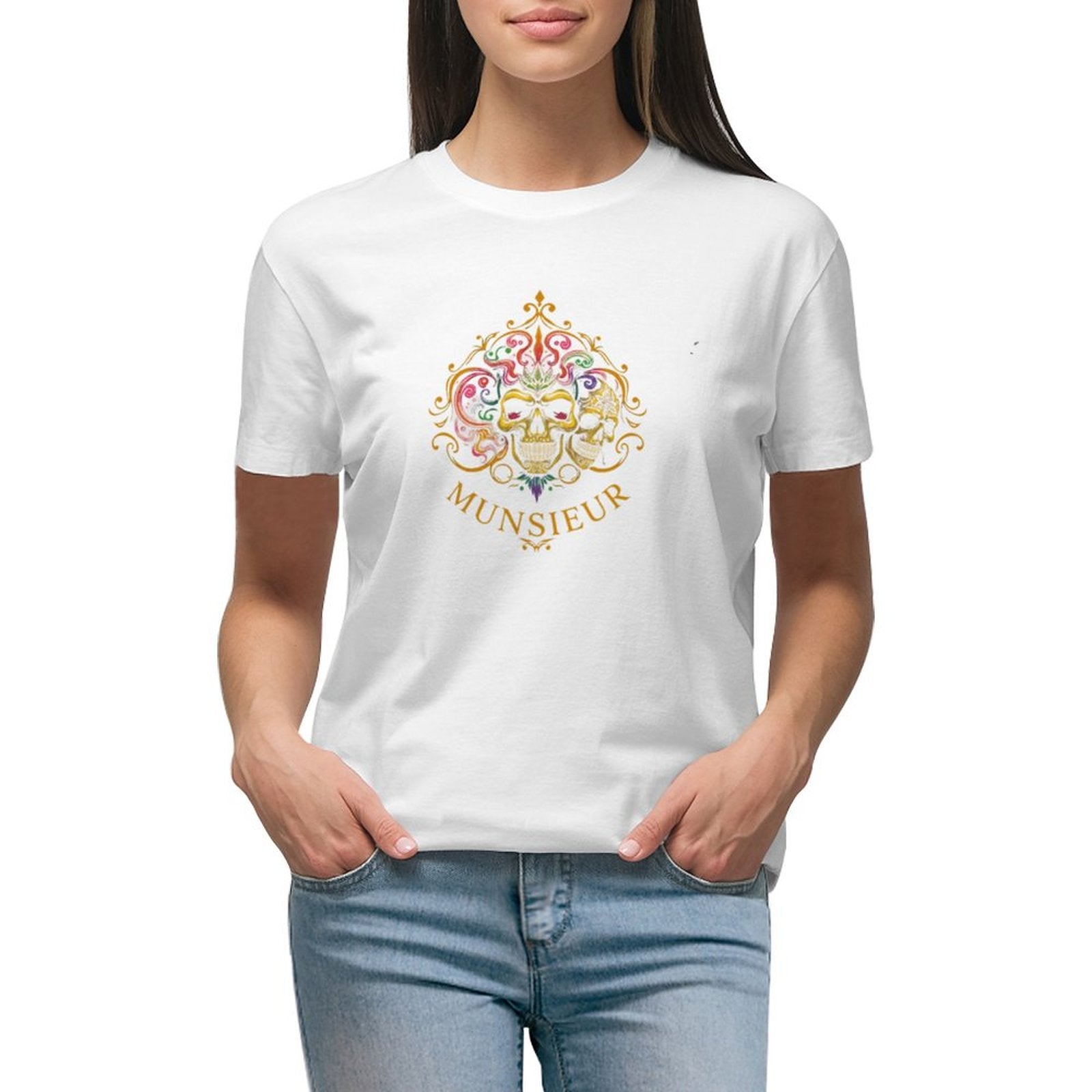 Munsieur Women's T-shirt "Mardi Gras" Designer Streetwear for Her Embroidered