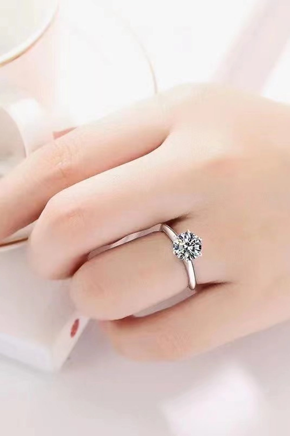 Adored Lab-grown Diamond Ring Sterling Silver 3 Carat 6-Prong