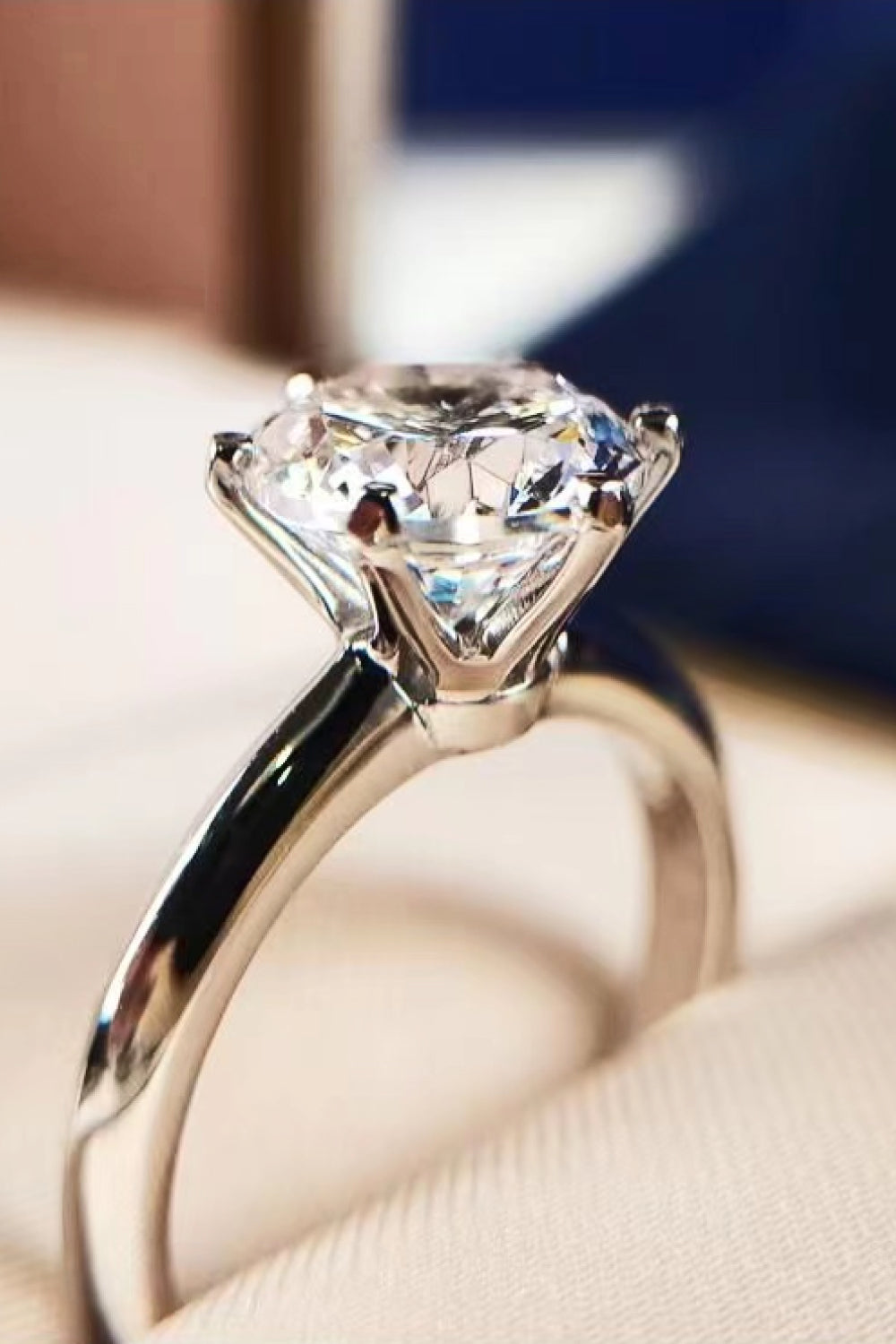 Adored Lab-grown Diamond Ring Sterling Silver 3 Carat 6-Prong