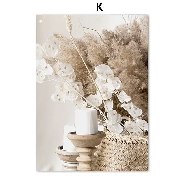 Coastal beige grass canvas wall art bedroom decor