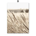 Beige flower grass scenery canvas wall art for living room