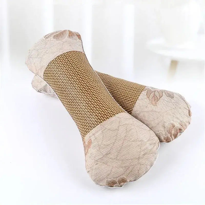 Beige & brown floral woven cooling neck pillow bedroom support