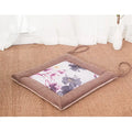 Beige & brown non-slip linen seat cushion dining room chair pad