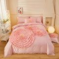 Beige brushed cotton flower embroidery bedding set bedroom ruffled decor