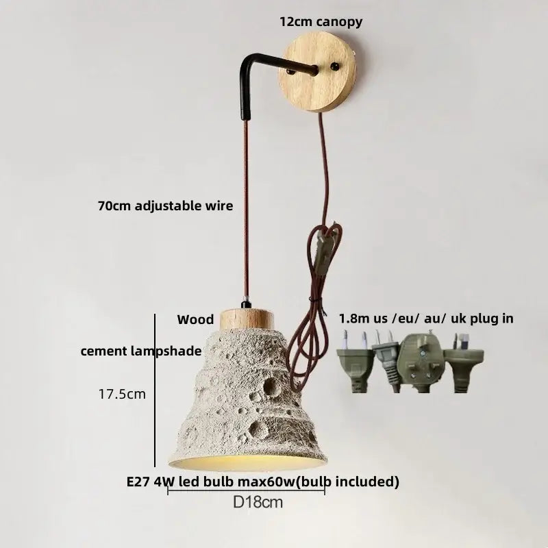 Beige ceramic wall sconce with pull chain switch for bedroom