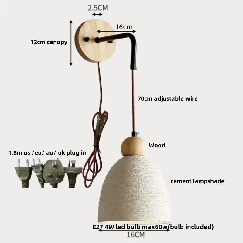 Beige ceramic wall sconce with pull chain switch for bedroom