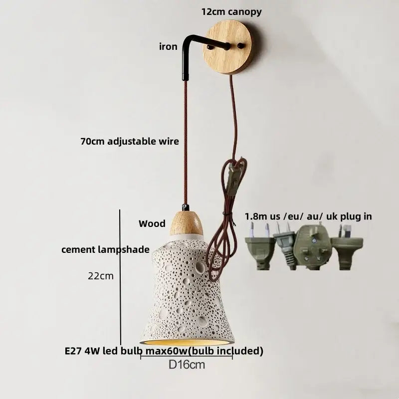 Beige ceramic wall sconce with pull chain switch for bedroom