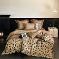Beige floral satin cotton patchwork bedding set bedroom linens
