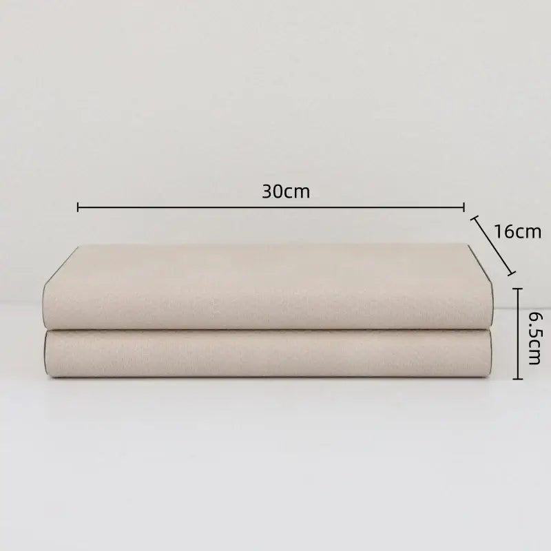 Beige leather jewelry box storage container bedroom silver hinges