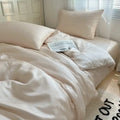 Beige & light blue ice silky solid bedding set bedroom duvet cover