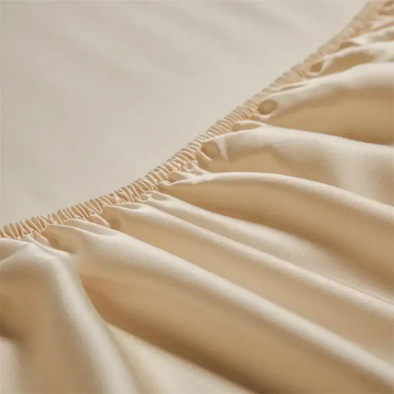 Beige satin 1000tc egyptian cotton fitted sheet bedroom set