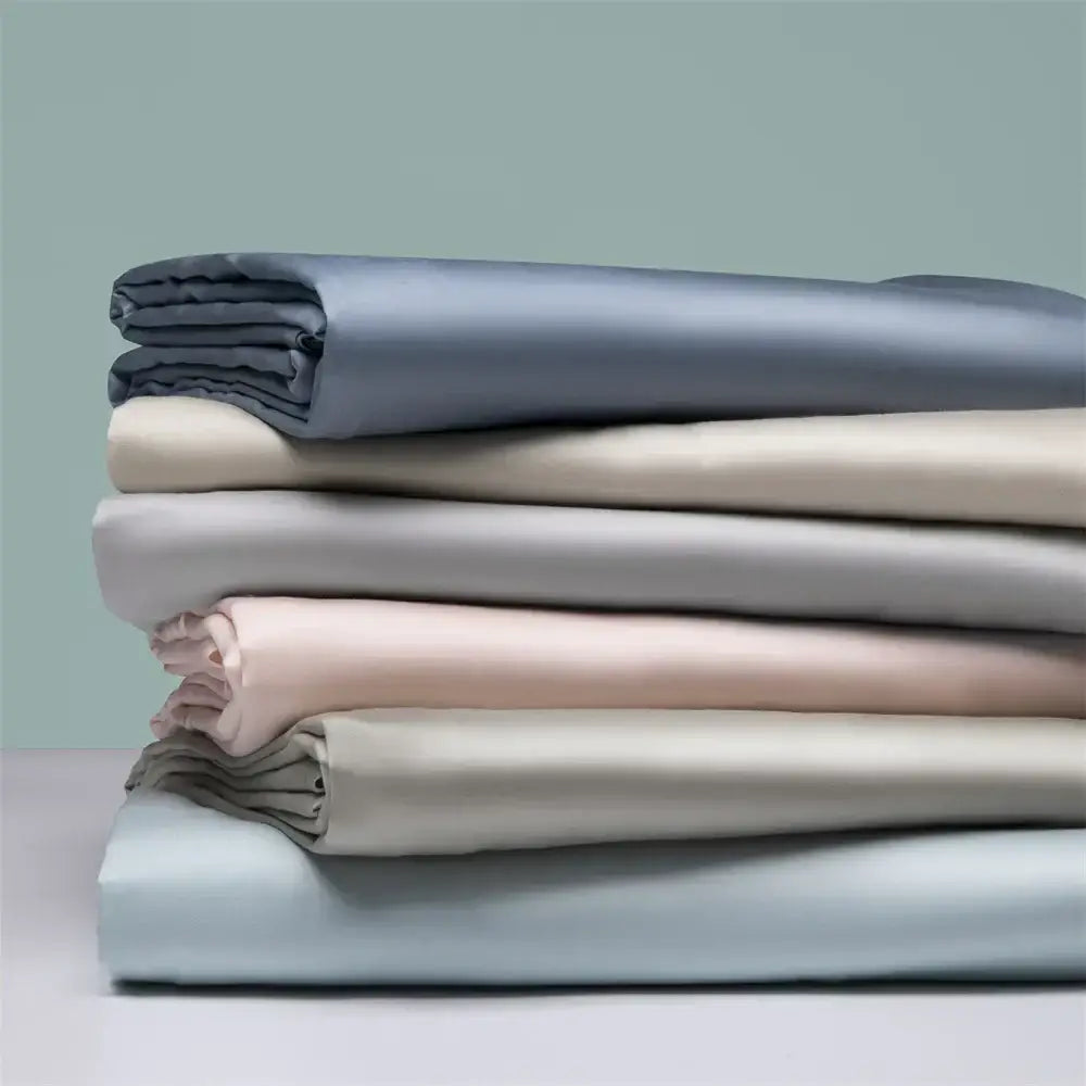 Beige satin 1000tc egyptian cotton fitted sheet bedroom set
