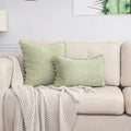 Beige striped corduroy cushion cover with pom poms living room lumbar