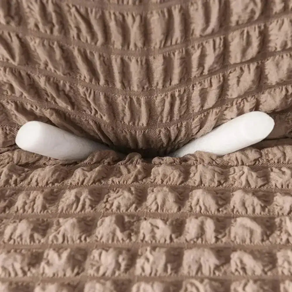 Beige waffle cozy sofa cover living room ruffled solid color slipcover