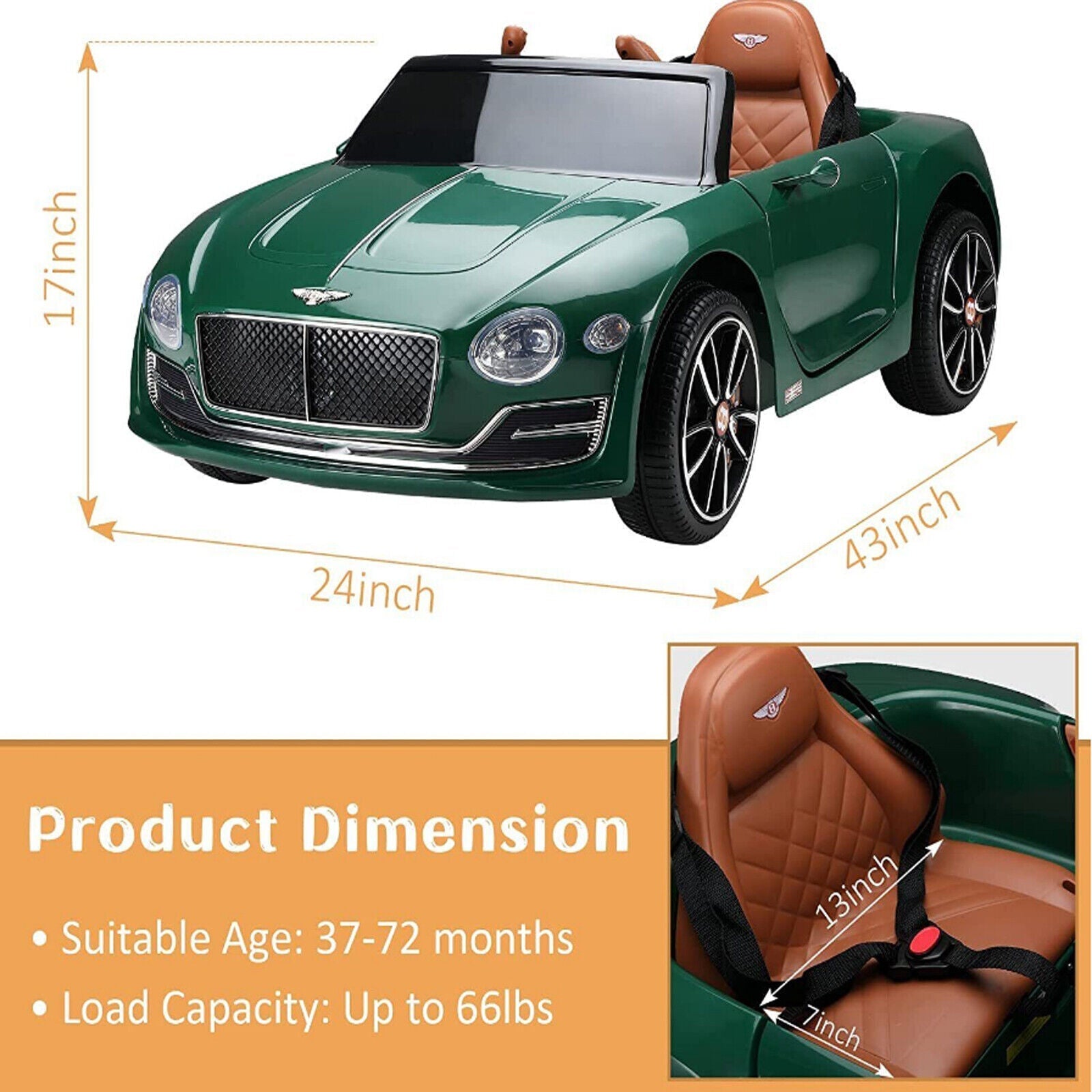 12V Electric Ride-on Car for Kids with Parent Remote Control - Bentley Style Toy Vehicle