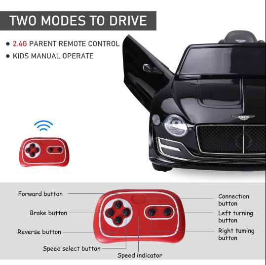 Remote Control Bentley Style Electric Car for Kids - 12V Ride-on Toy