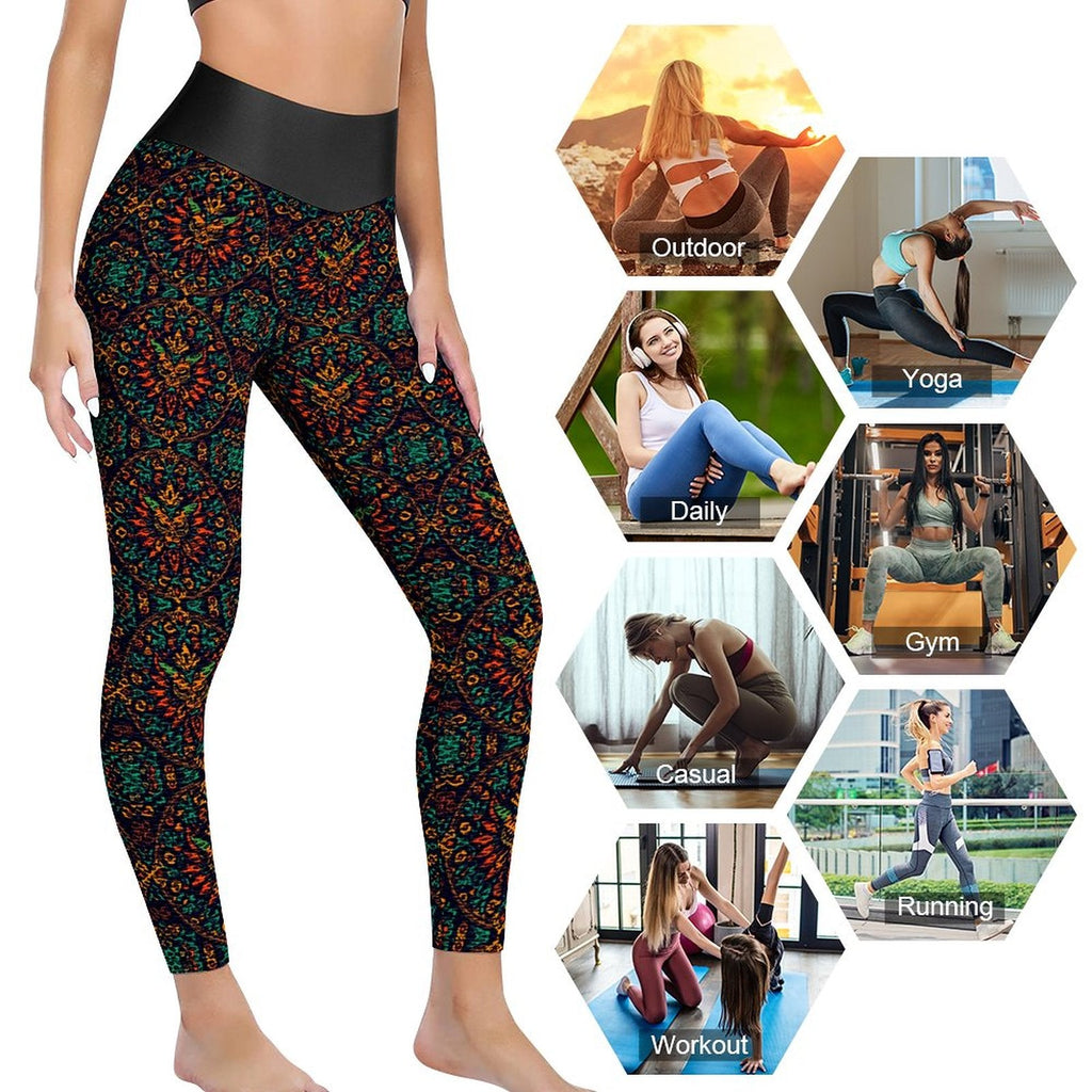 Munsieur Custom Printed Honeycomb Textured Yoga Leggings for Women