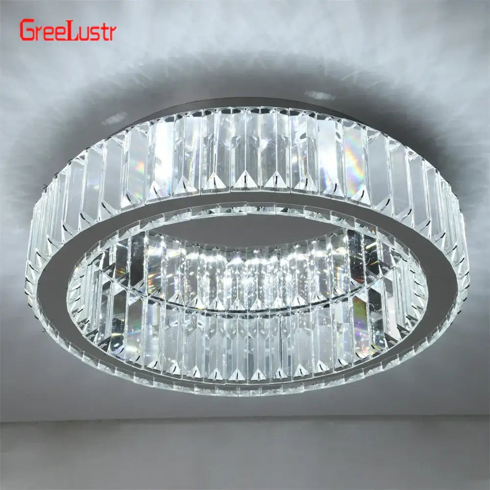 Big crystal round led dimmable chandelier for living room