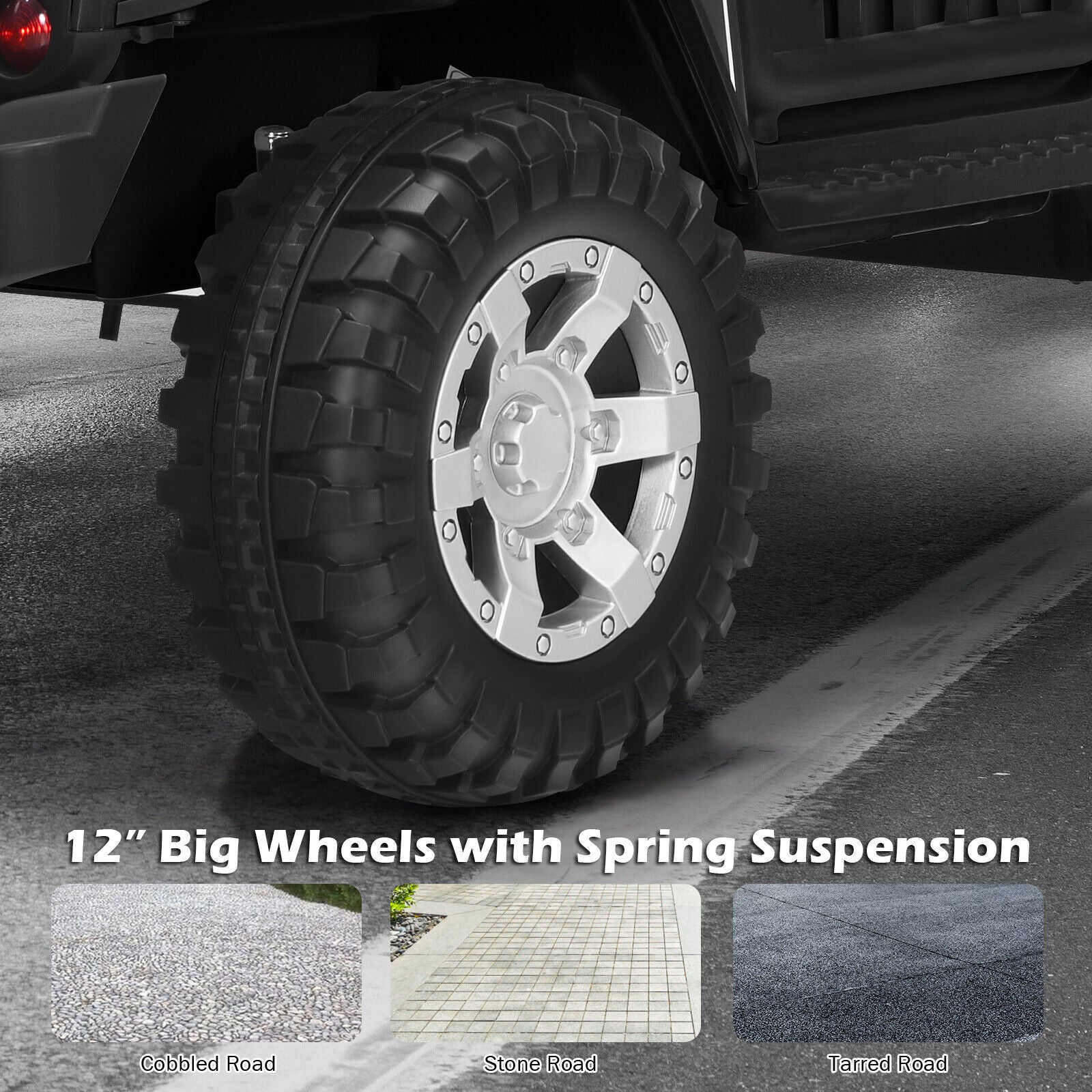 Black 12V Kids Ride On Truck with Remote Control & Lights - Electric Car for Endless Fun!