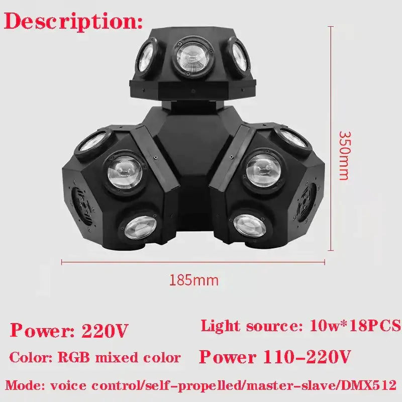 Black 3-head rgbw led beam laser stage light for party room