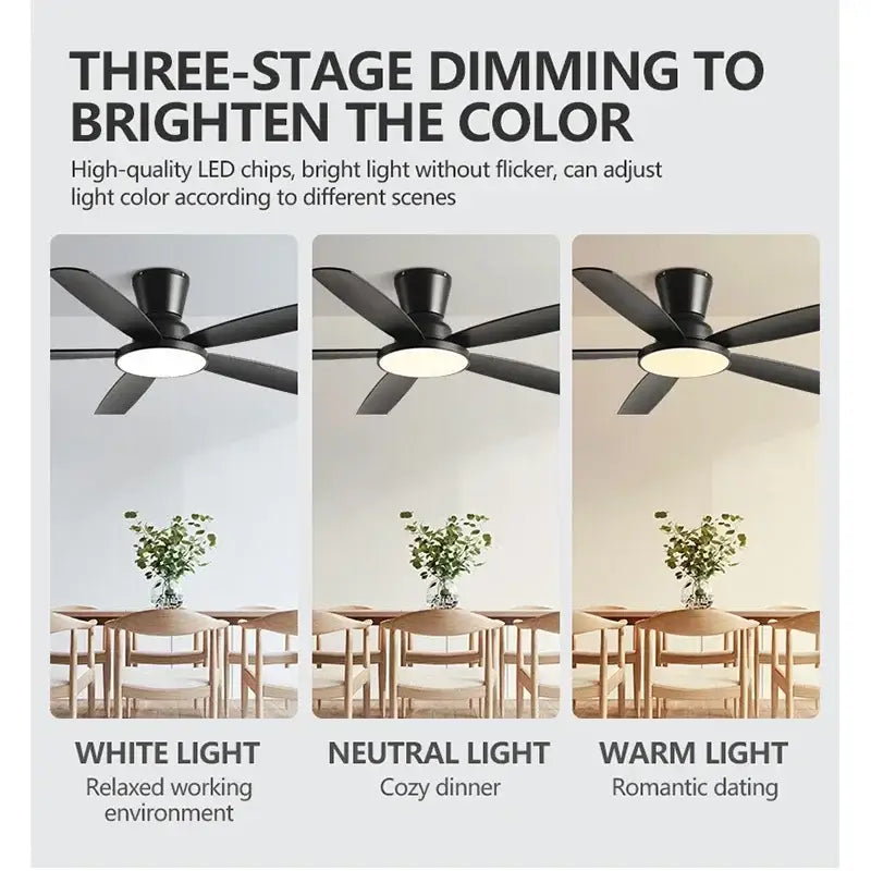 Black and dark wood ceiling fan light with remote living room