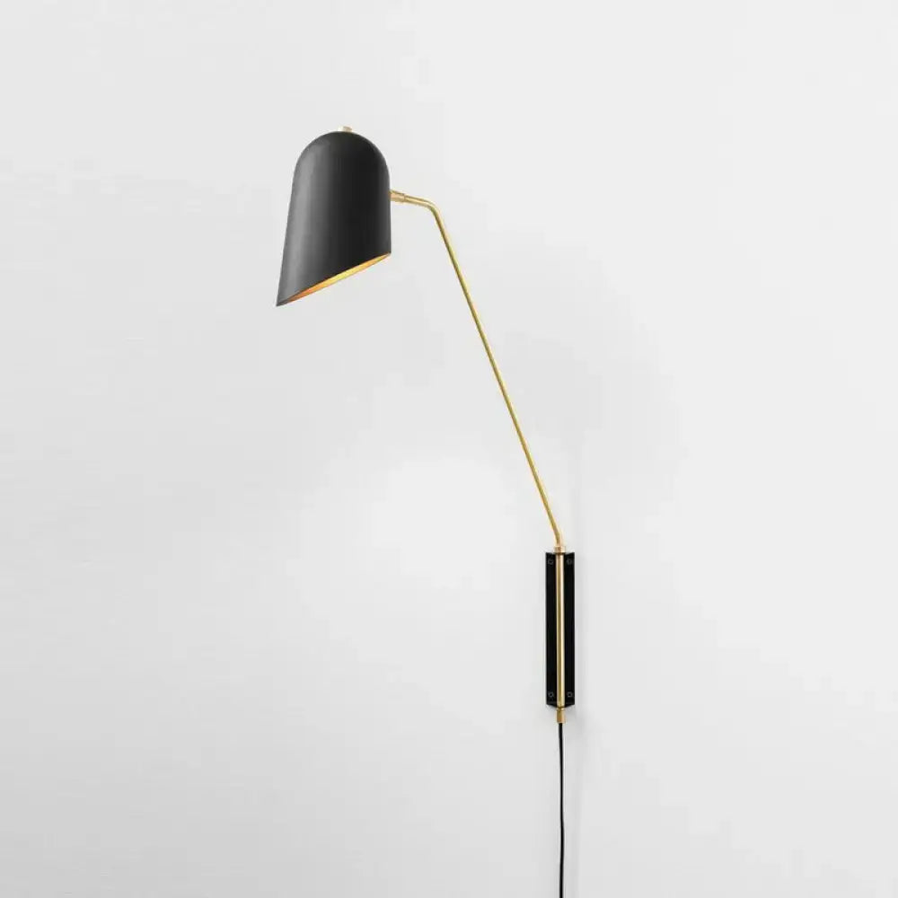 Black and gold reading light metal shade bedroom wall sconce