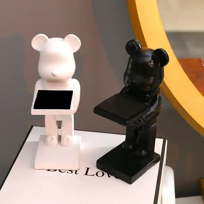 Black and iridescent purple cartoon bear watch stand bedroom decor