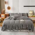 Black and white cotton plaid stripe bedding set bedroom ruffles