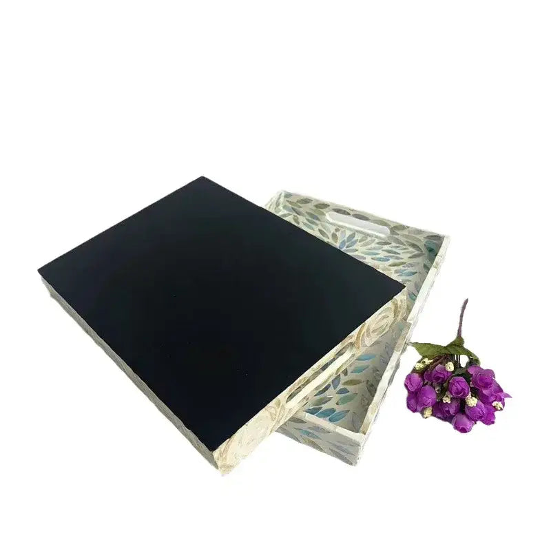 Black and white floral mother of pearl tissue box living room decor