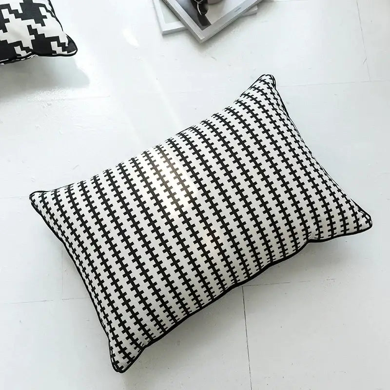 Black and white hounds tooth cushion cover living room throw pillow