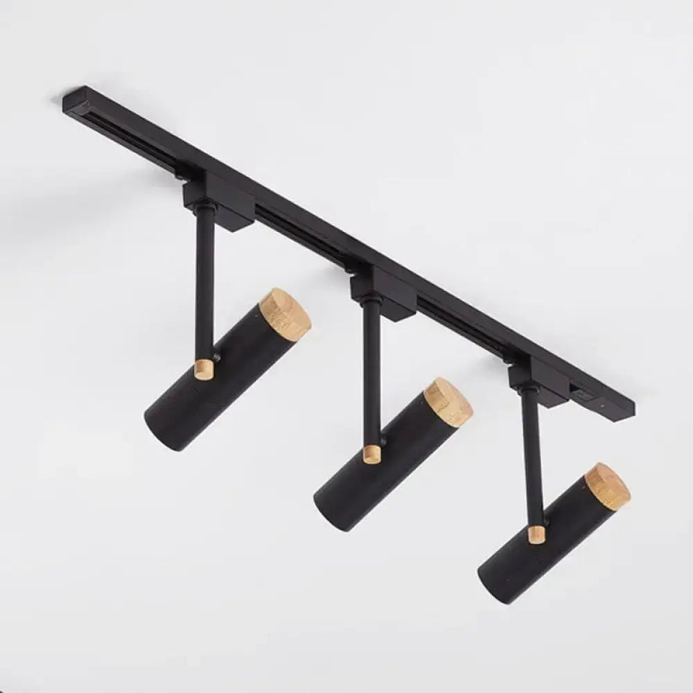 Black and wood 3 light track lighting – kitchen metallic spotlight