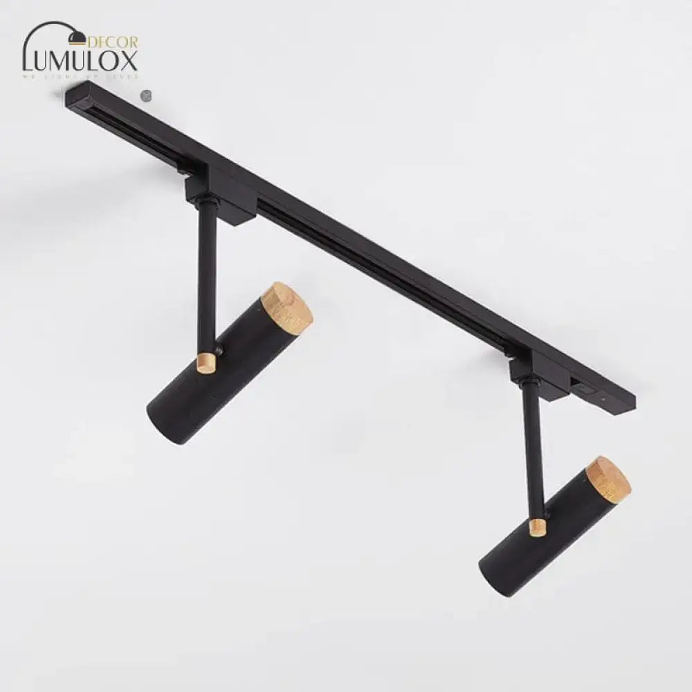 Black and wood 3 light track lighting – kitchen metallic spotlight