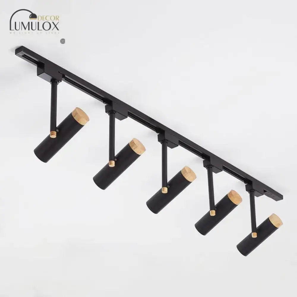 Black and wood 3 light track lighting – kitchen metallic spotlight