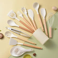 Black and wood silicone kitchen utensil set – kitchen storage box