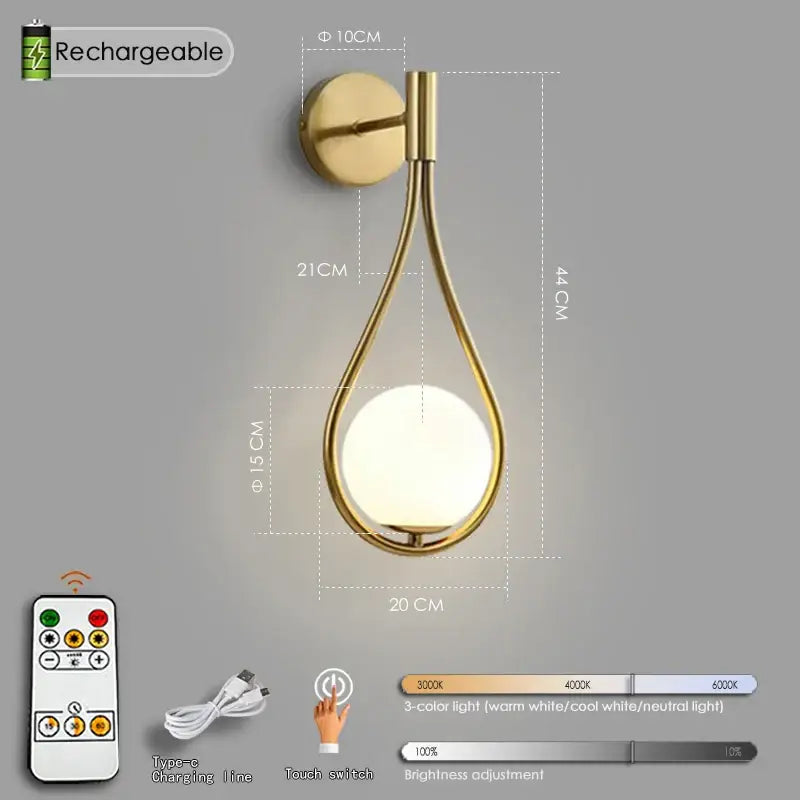 Modern black battery wall sconces with remote control for bedroom
