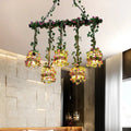 Rustic black birdcage floral island light dining room chandelier