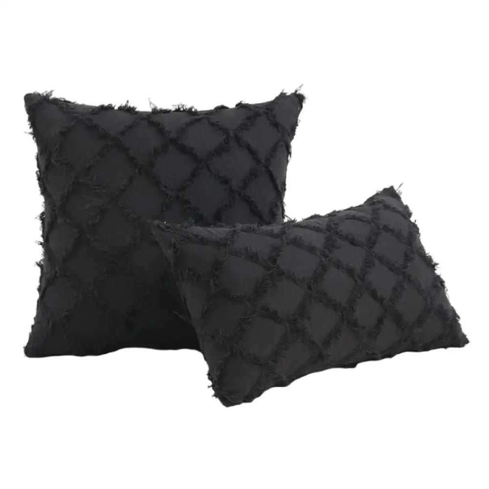 Black boho lumbar pillow cover bedroom textured woven decor