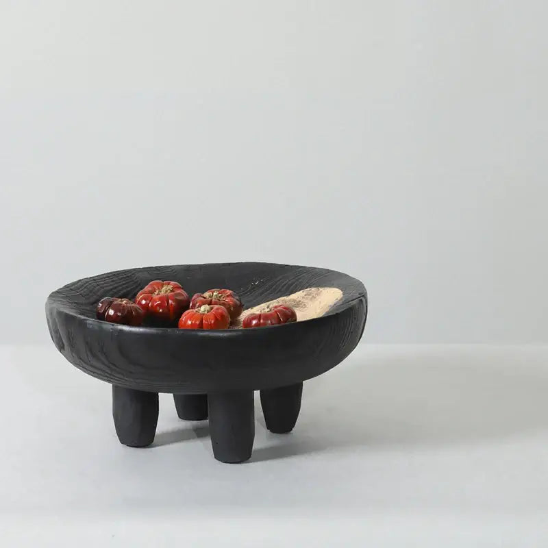 Black ceramic decorbites imitation wood grain corner tray kitchen bowl