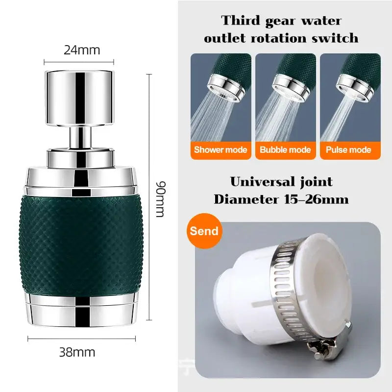 Black & chrome aluminum kitchen faucet 360 rotating splash nozzle
