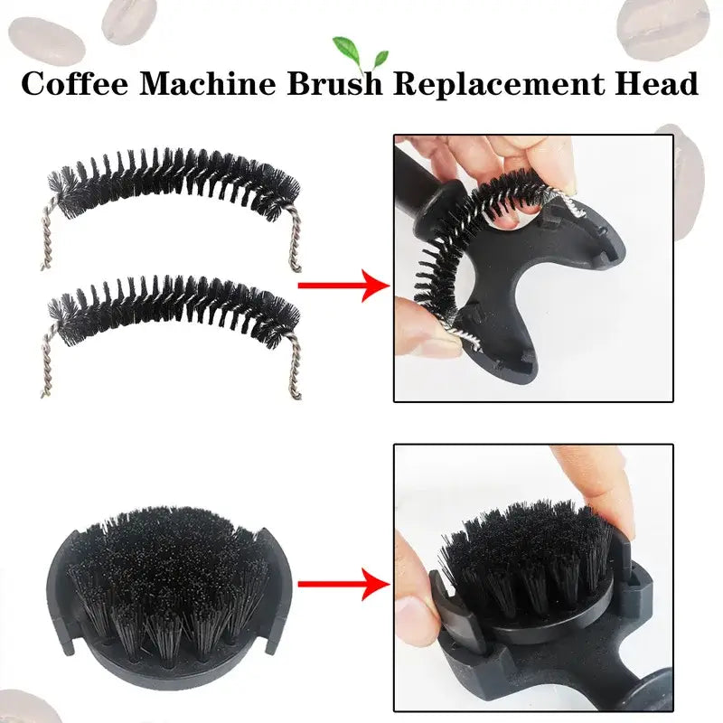 Black espresso machine brewing head cleaner set with spoon kitchen brush