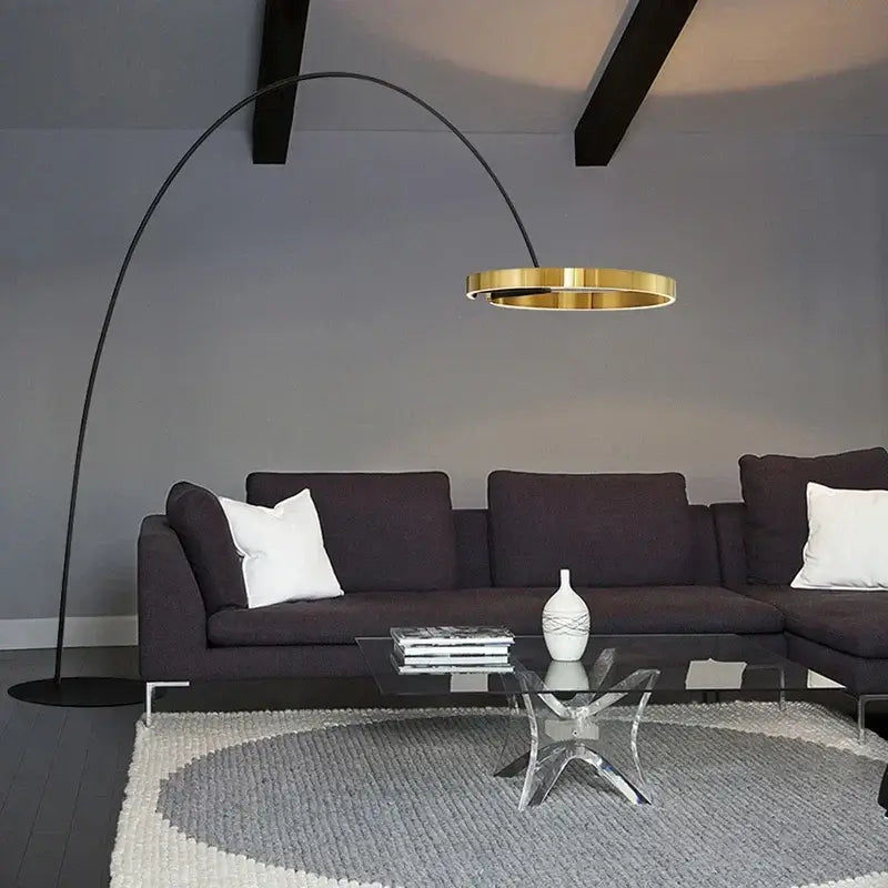 Black & gold arched floor lamp living room decorbites grote dimbare