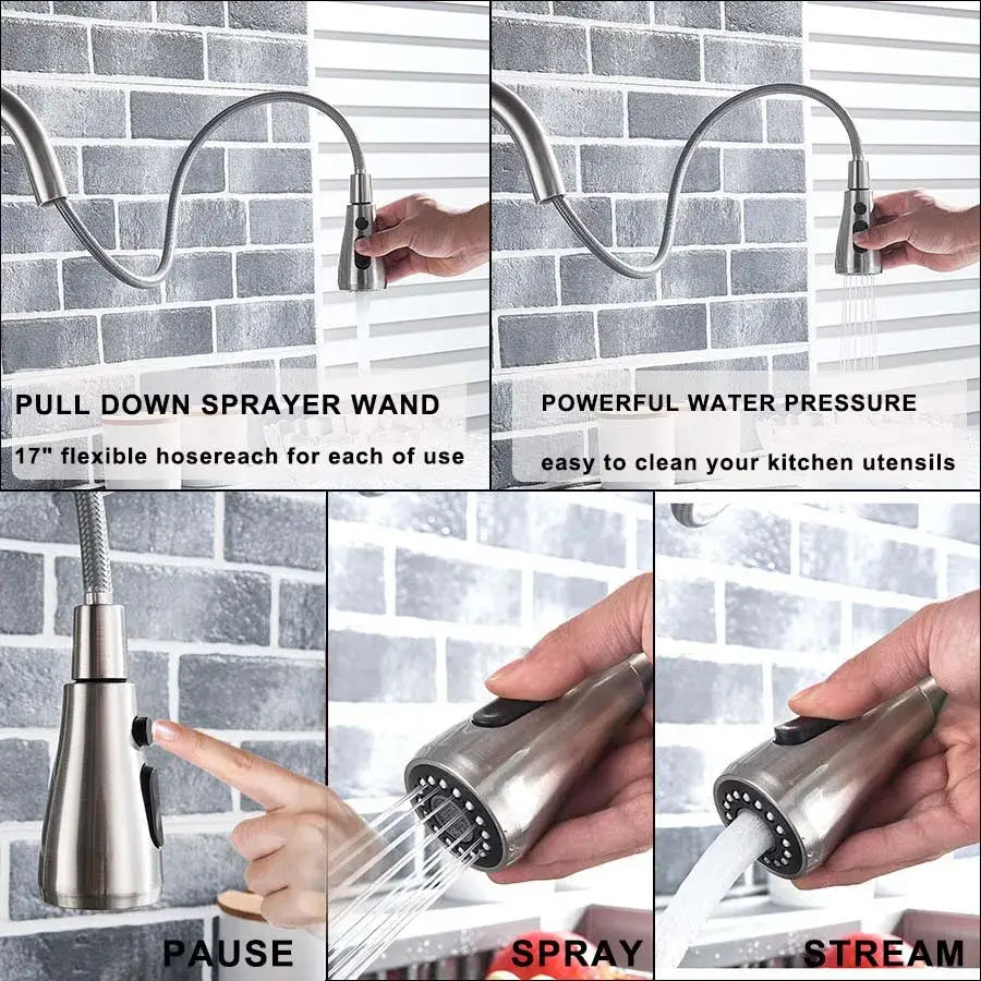 Black & golden pull out filter kitchen faucet with water filter