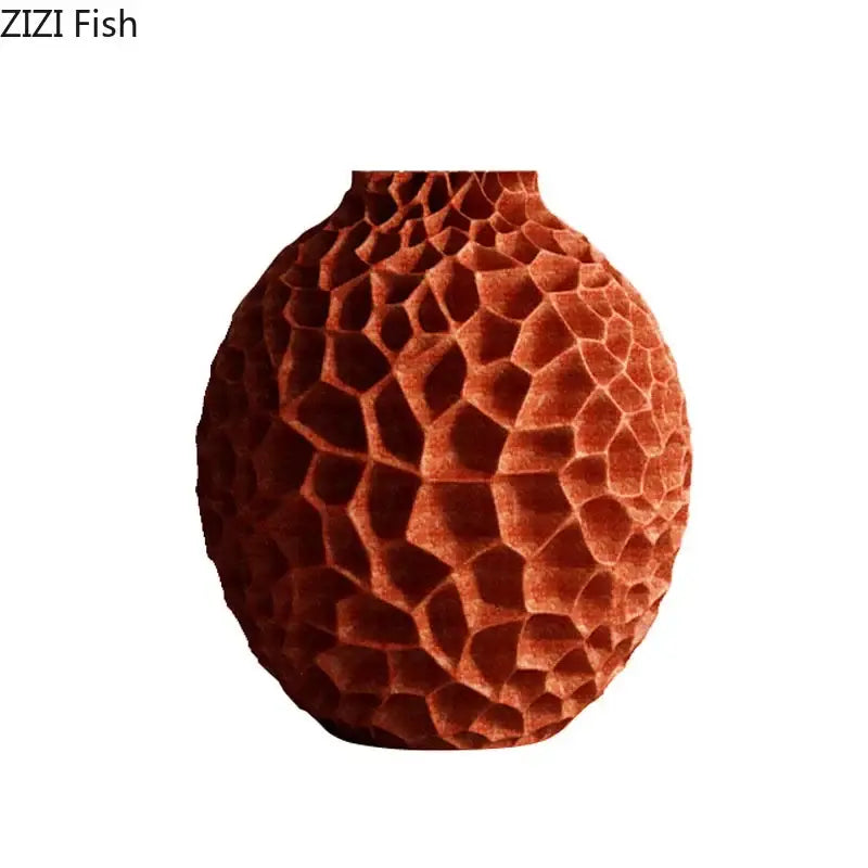 Black honeycomb texture ceramic vase living room artificial flower arrangement