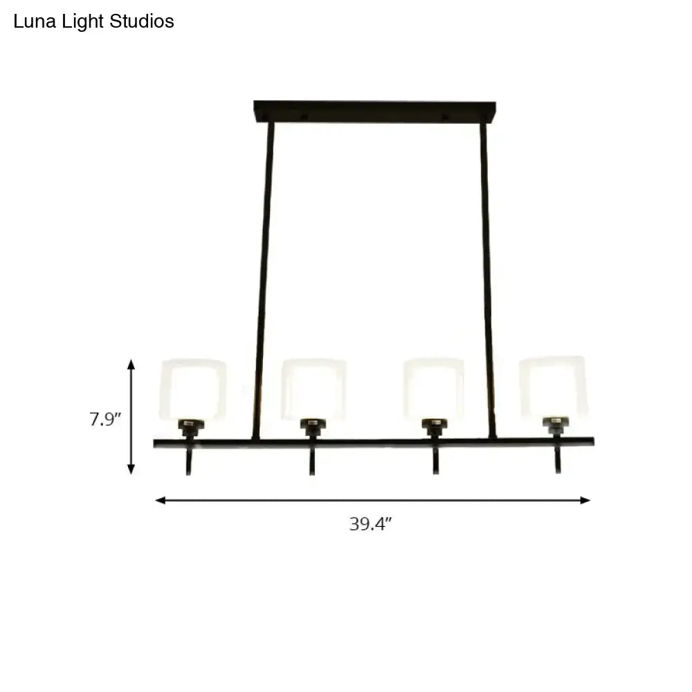 Black metal 3 light cylinder chandelier dining room 110v-120v lamp