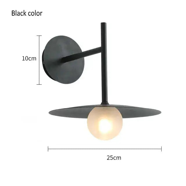 Black minimalist glass ball wall lamp – bedroom sconce