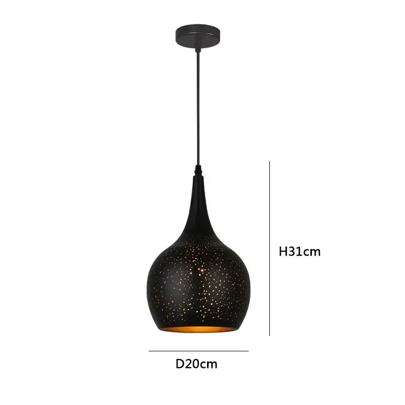 Black nordic industrial pendant light for dining room starry decor