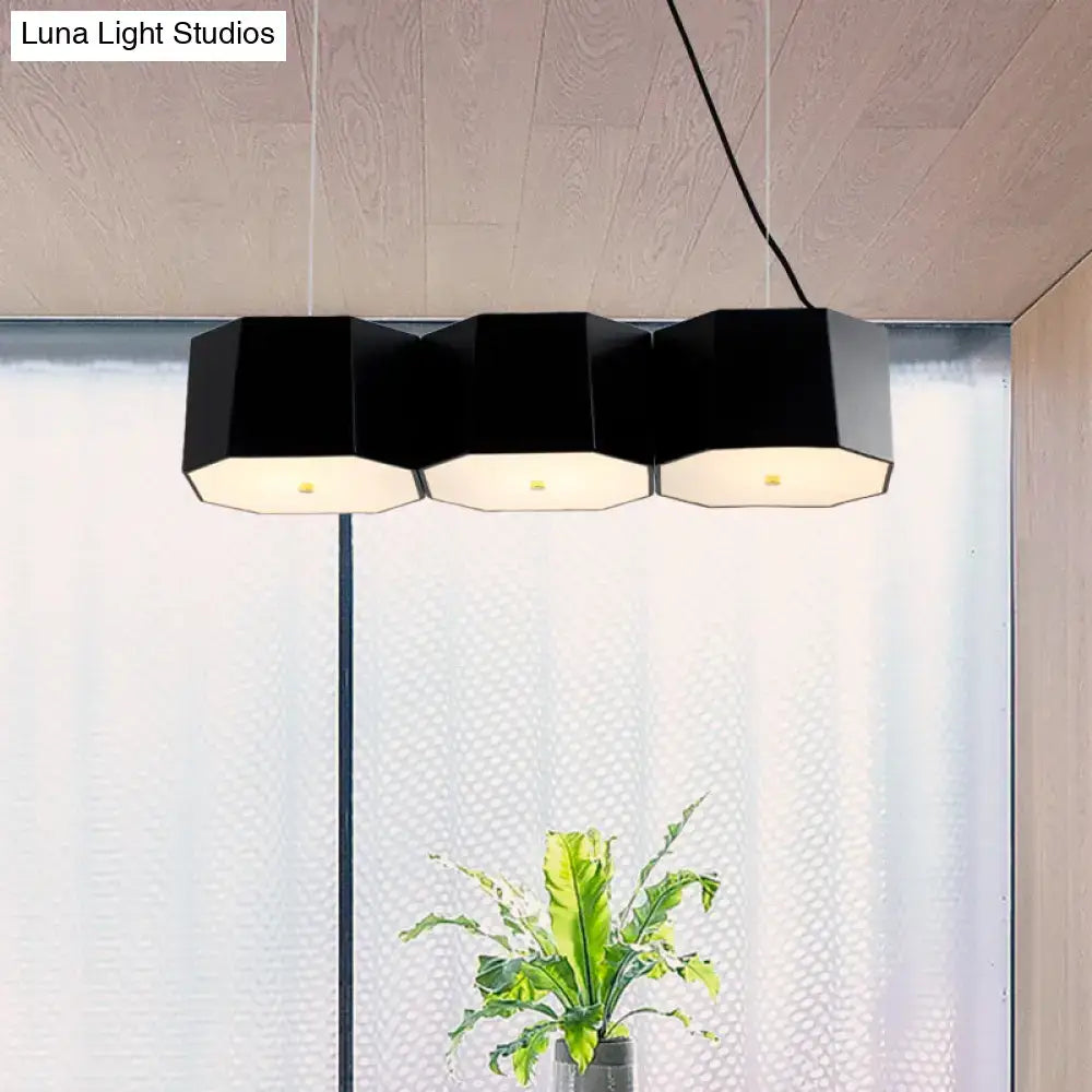 Black nordic octagon metal shade island light dining room