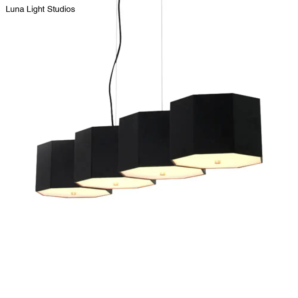 Black nordic octagon metal shade island light dining room